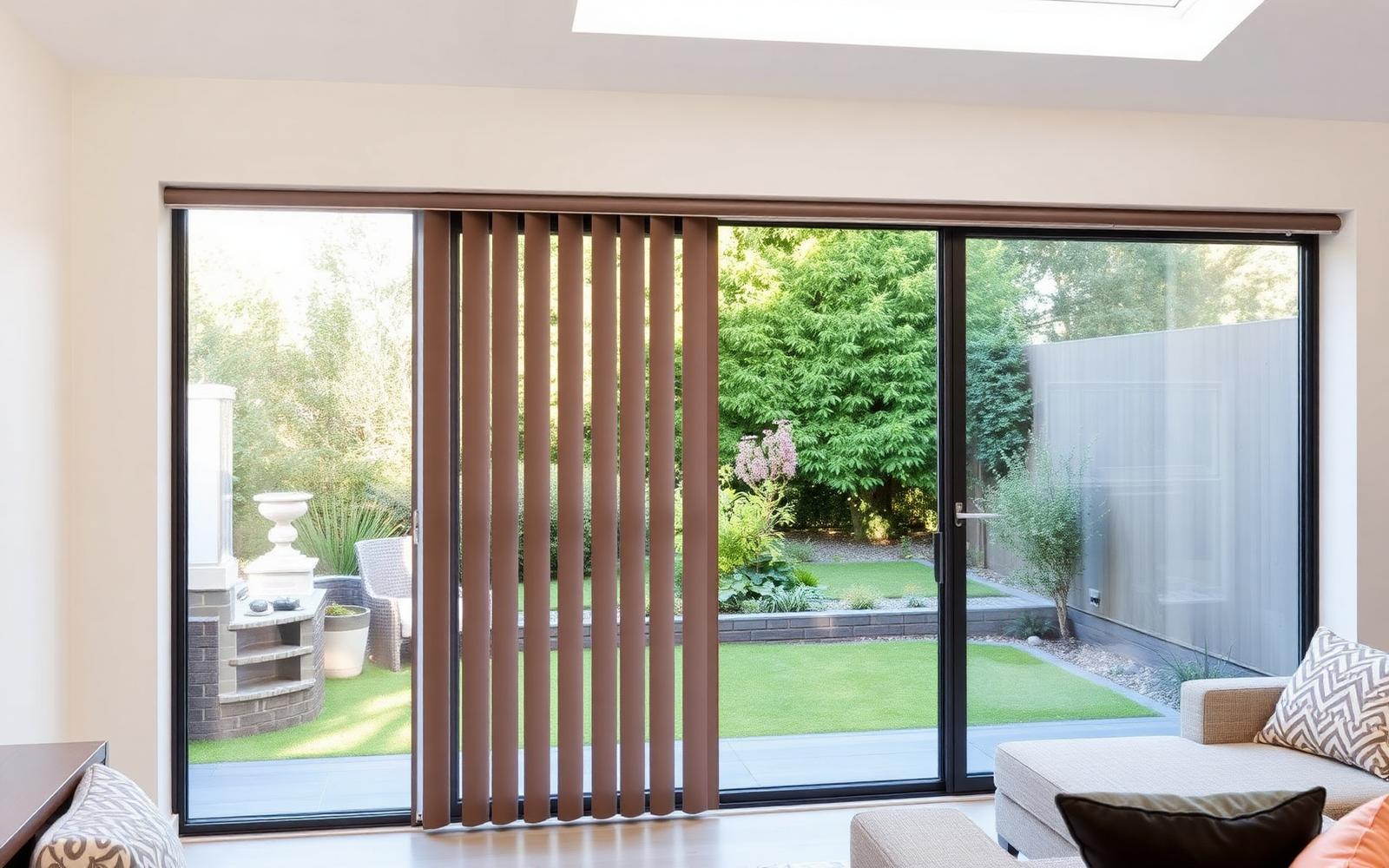 Custom wood blinds tilted open in a bright room
