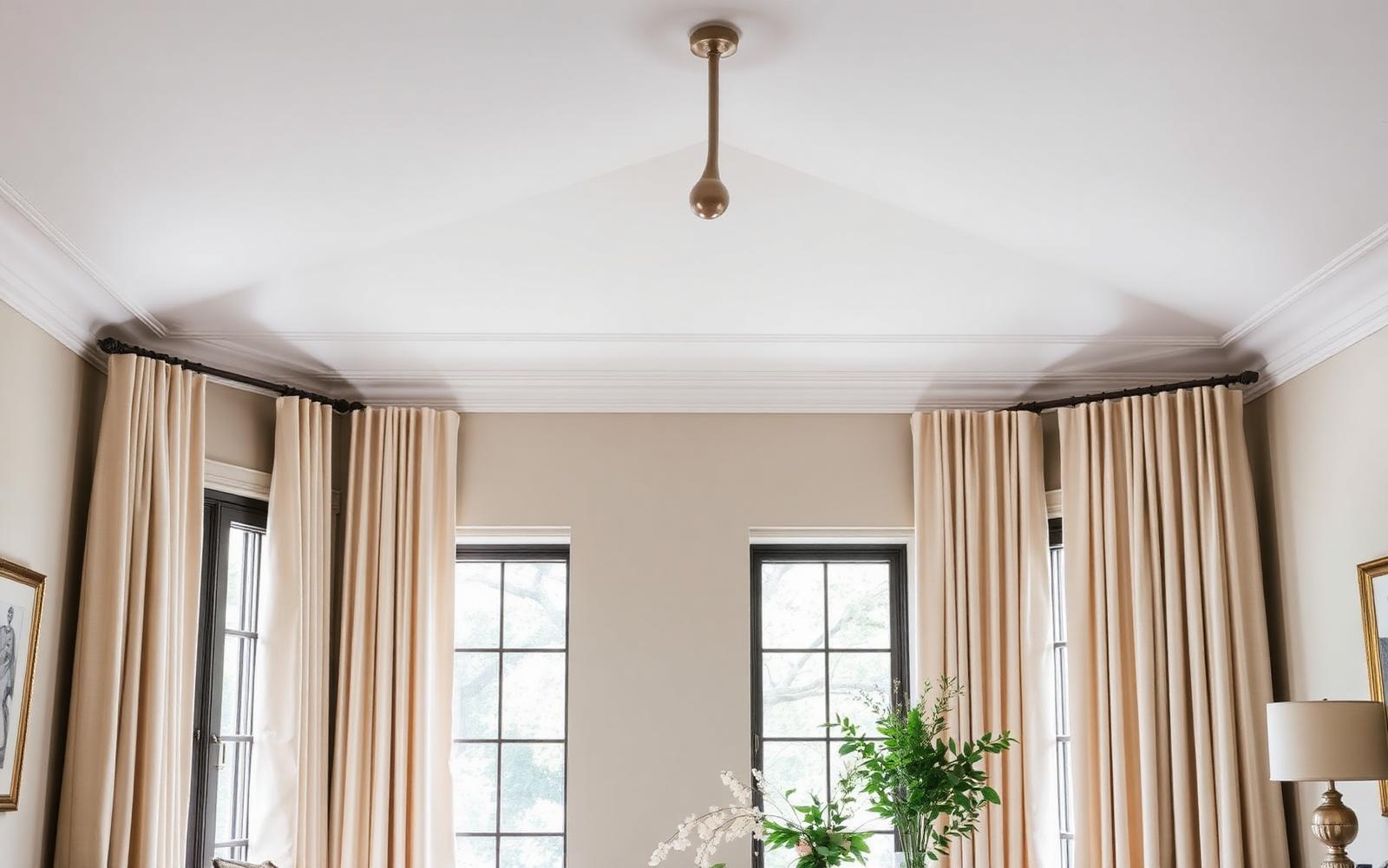 Floor-length custom drapery panels beside a tall window