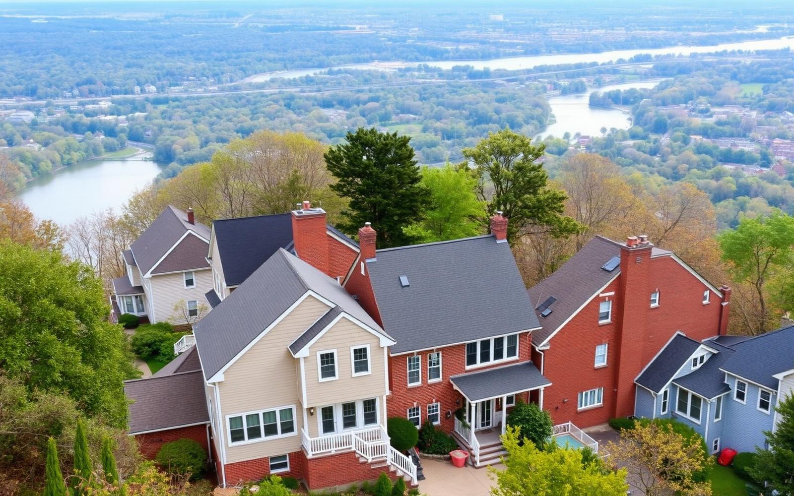 Hillside homes in a Northern New Jersey neighborhood