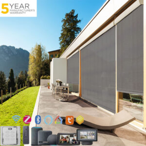 Outdoor Window Protection Roller Blinds Manual Spring Motorized Outdoor Sun Shades Zip Screen Blinds